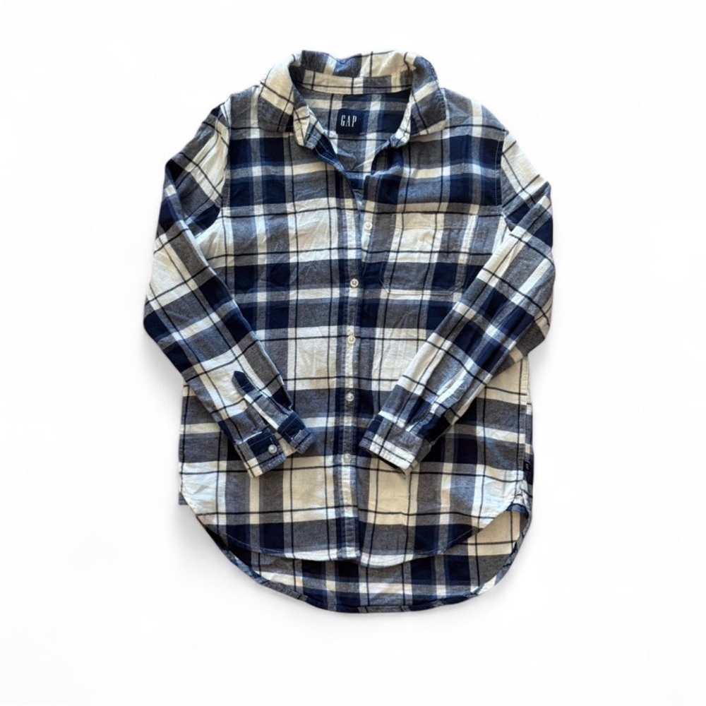 GAP Navy and Beige Checkered Shirt